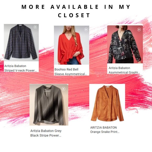 Aritzia Babaton Grey Black Stripe Power Blouse In Size Small - Picture 10 of 11